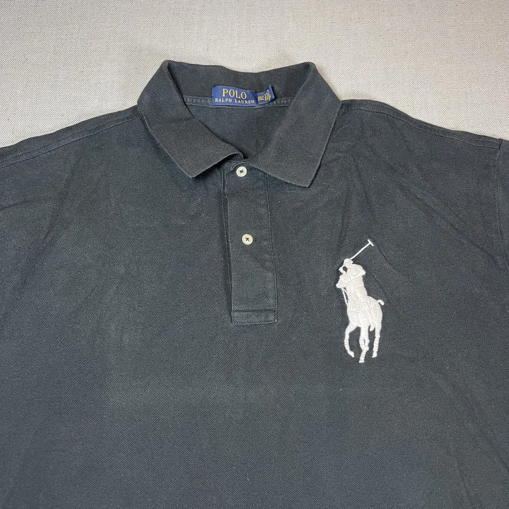 POLO Ralph Lauren Polo Shirt Men's 2XLT Black Big Pony #3 Sleeve‎ Classic Fit